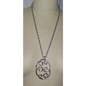 Roget Silver Tone Swirly Modern Abstract Pendant R